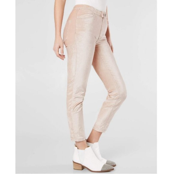 Free People Pants - Free People We the Free Sweet Jane Velvet Skinny Stretch Pants Champagne Pink 25